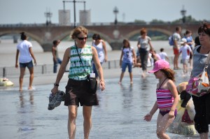 Mom cooling off in the fountain
