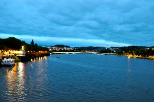 Darkness falls over the water