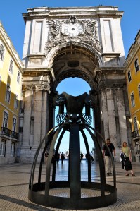 Warrior dress sculpture and archway