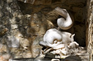 creepy demon beluga-like fountain