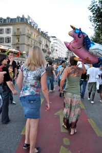 Harry leading the way through the crowd